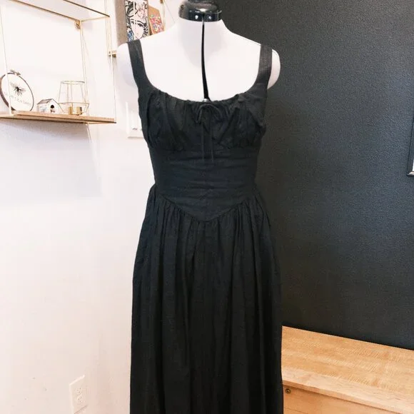 Reformation Balia Linen Dress Black Size 4 - Picture 4 of 10